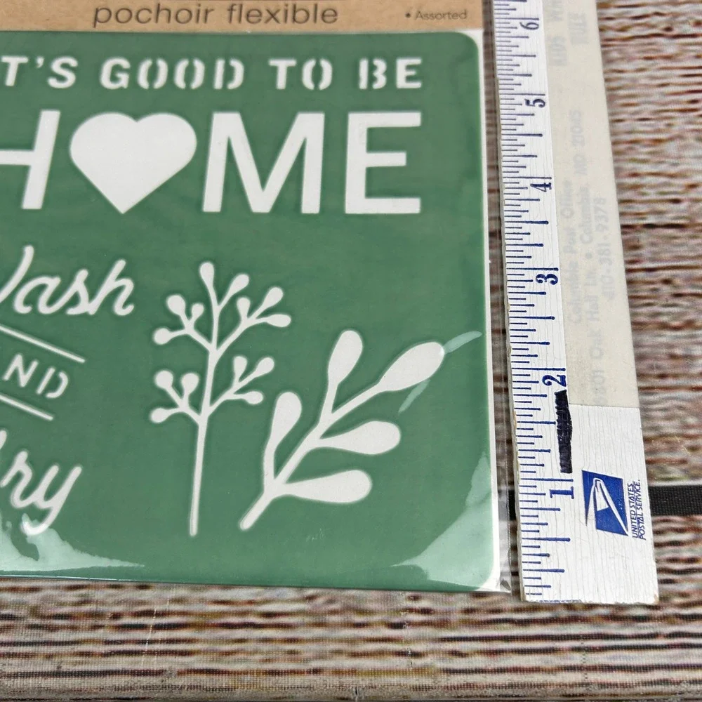 Crafter's Square Flexible Stencils 4-Pack‎ Coffee Unicorn Happy Home 6x5.5